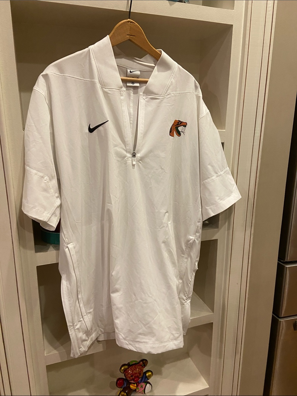 Nike Men's White Short-Sleeve Quarter-Zip coaches jacket FAMU Rattlers football